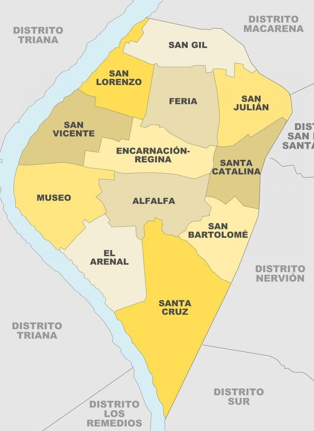 Mapa dzielnic Sewilli