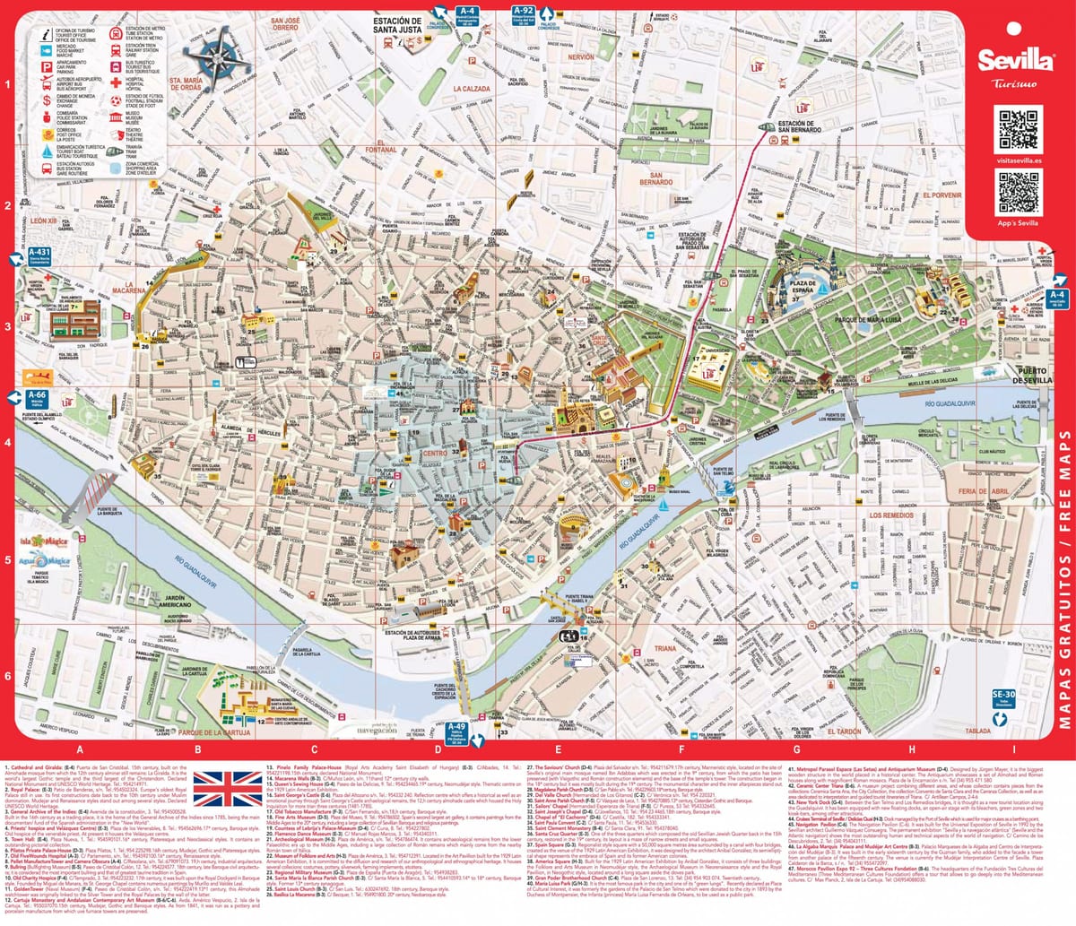 Mapa miasta Sewilla